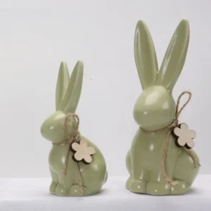 Charming Rabbit Statue Decoration – Seasonal Easter Home Decor Set DTY24028