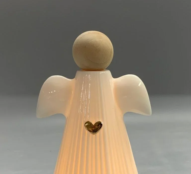 Frosted ceramic bird ornament with LED