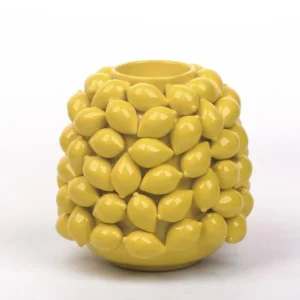 Contemporary Ceramic Yellow Lemon-Inspired Vases